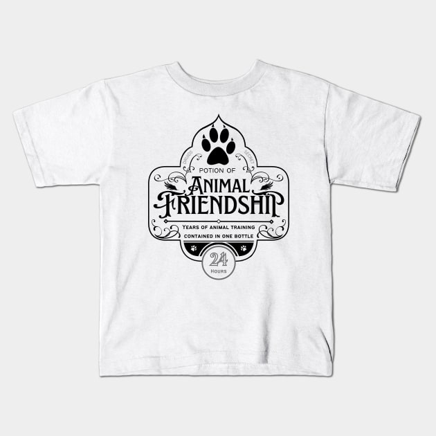 Potion of Animal Friendship: Black Version Kids T-Shirt by Milmino